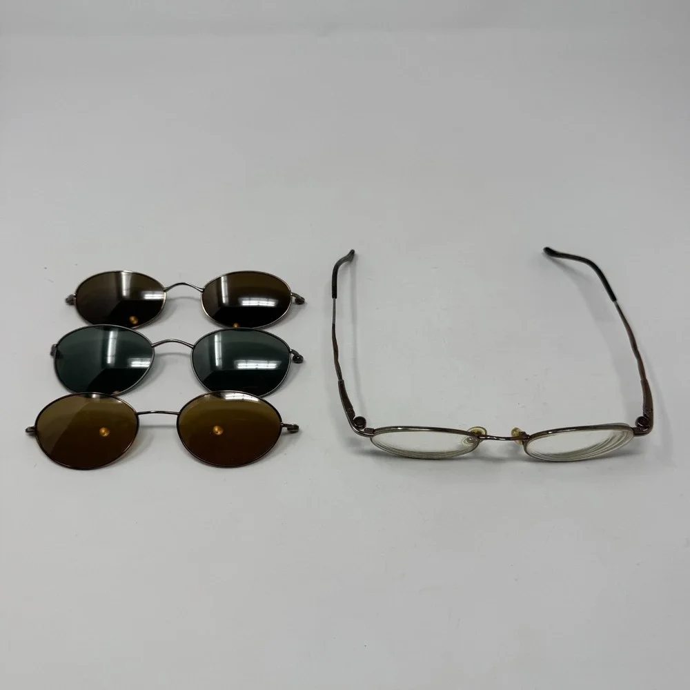Vintage Sunglasses w/ Magnetic Changeable Lenses Hippy Round Frames